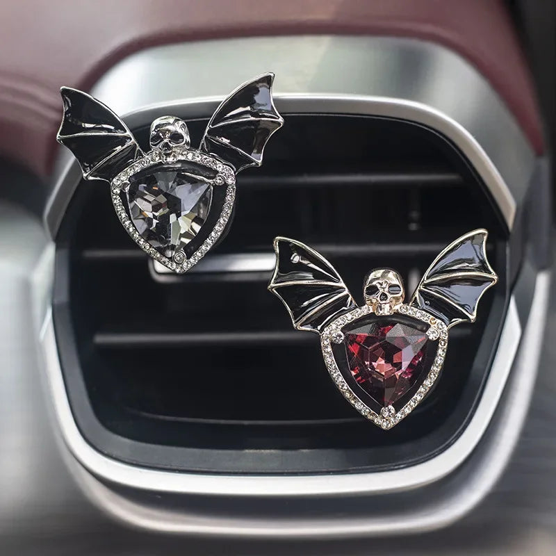 1pc Car Vent Clip Bat Skull Shape Rhinestone Decor Car Air Vent Clip Car Air Freshener