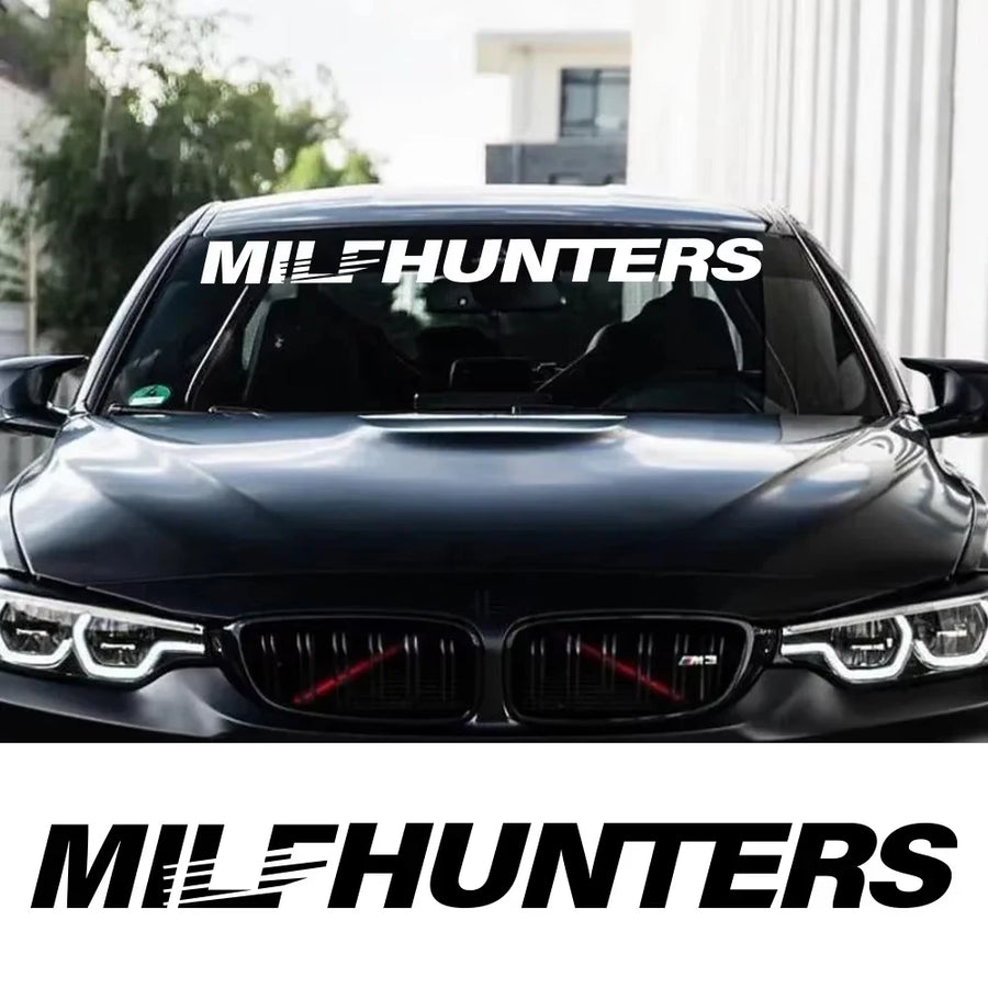 “MILF Hunters” Windshield Vinyl Decal – 100 × 9 cm