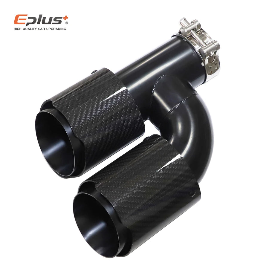 Universal H-Shaped Dual-Outlet Carbon-Fiber & Stainless Steel Exhaust Tip
