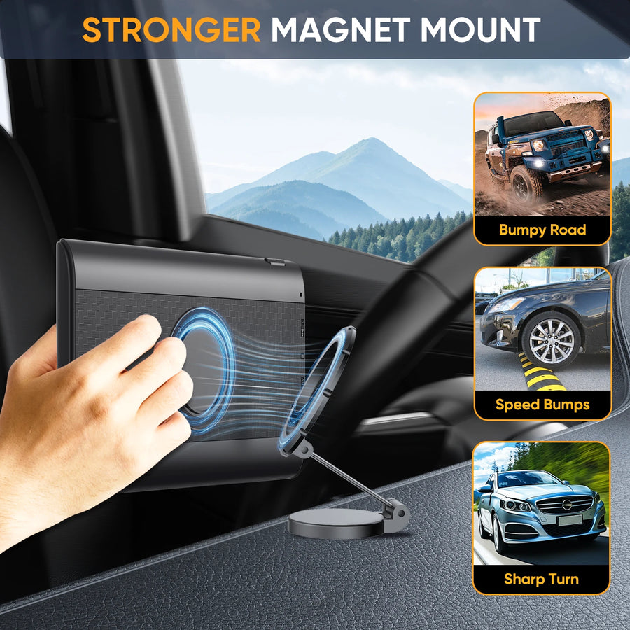 7-Inch Portable Wireless CarPlay and Android Auto Display with Magnetic Mount