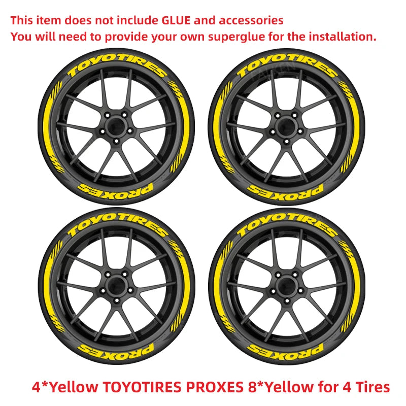 For 4 Tires Toyo 3D Tire Letter Stickers Waterproof Pvc Raised Wheel Decals Racing Car Sidewall