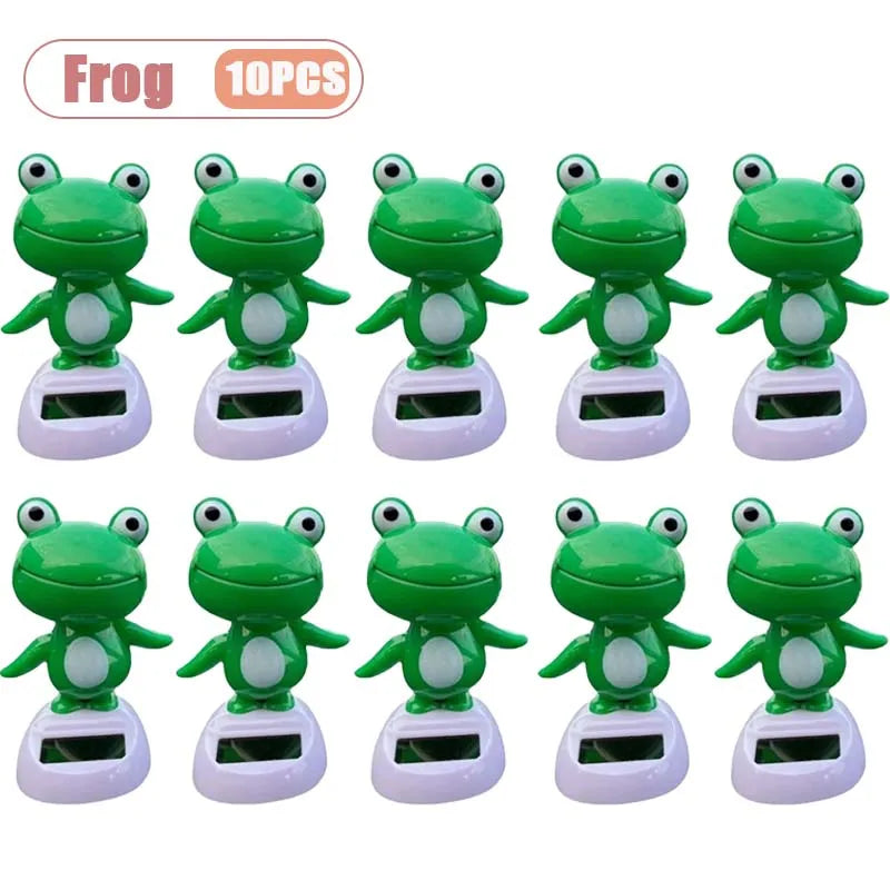 1 10pc Solar Powered Car Dashboard Ornament Cute Animal Frog Bobble Head Toy Decoration Gift