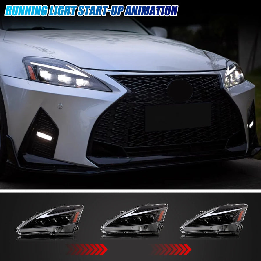 Lexus IS250/IS350/IS F Triple-Projector LED Headlight Pair – 2006–2013