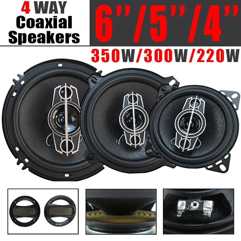 4-, 5- or 6-Inch 4-Way Coaxial Car Speakers