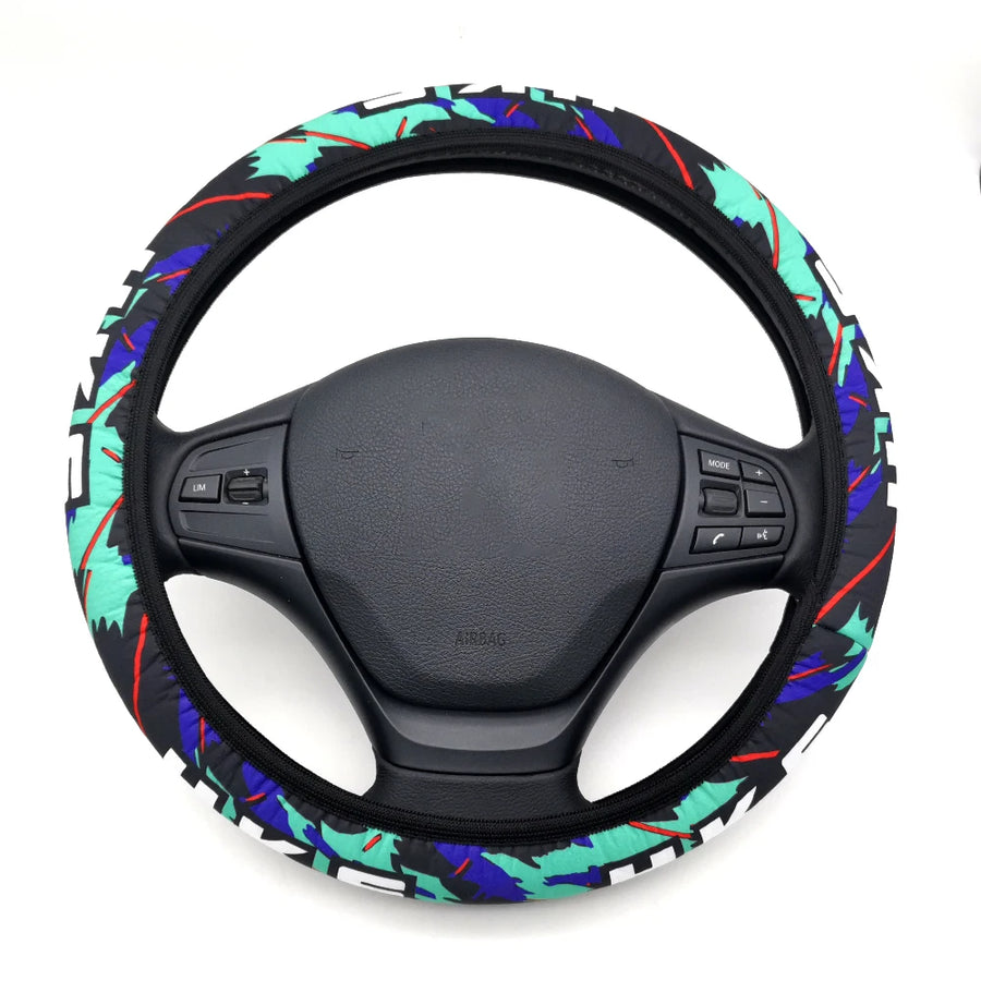 JDM-Style 15-Inch Faux Leather Steering Wheel Cover