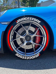 Bridgestone Tire Letter Stickers Set for 4 Wheels 3D Pvc Raised Tire Decals Waterproof Car Racing Tire Sidewall Decor