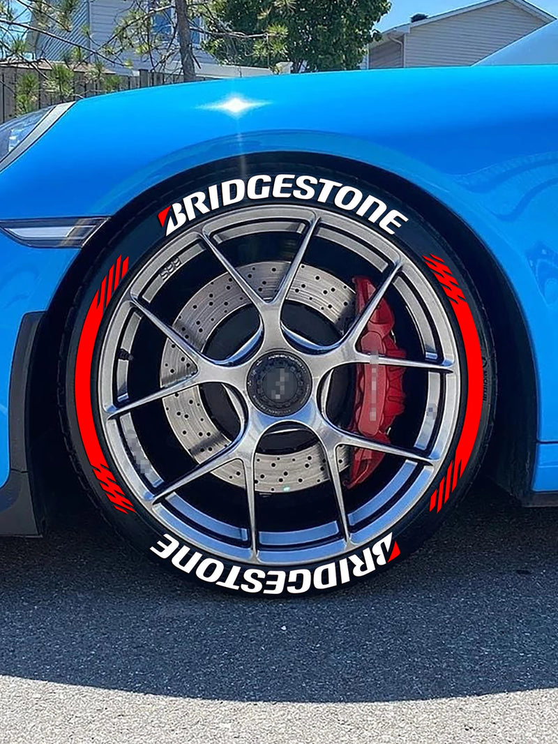 Bridgestone Tire Letter Stickers Set for 4 Wheels 3D Pvc Raised Tire Decals Waterproof Car Racing Tire Sidewall Decor