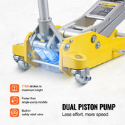 2/3-Ton Aluminum Hydraulic Racing Floor Jack with Dual-Piston Quick Lift