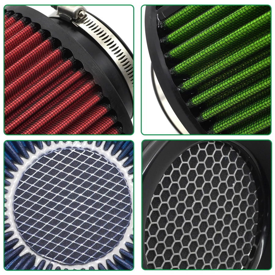 Universal High-Flow Cone Air Filter Kit, 3/3.5/4-Inch