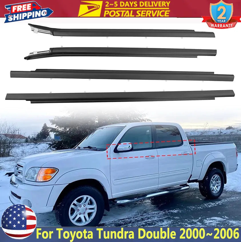 4-Piece Toyota Tundra Double Cab Outer Window Belt Moulding Set – 2000–2006