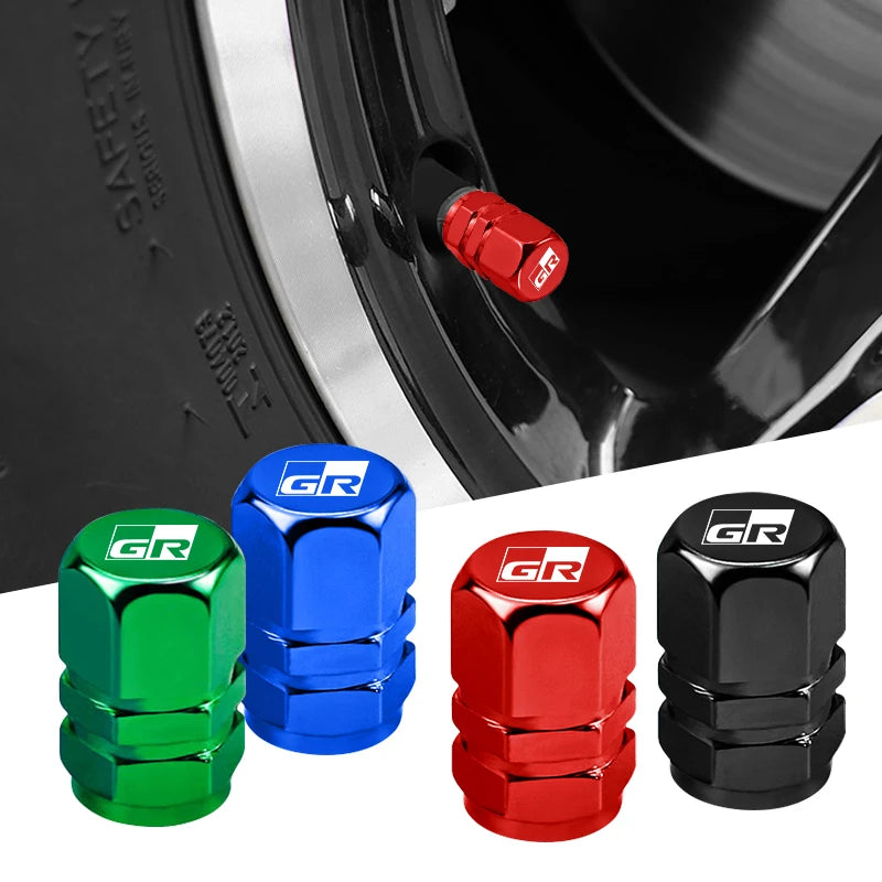 Toyota GR Sport-Style Aluminum Tire Valve Caps – 4-Piece Set
