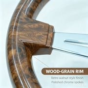 350 mm Wood-Grain Three-Spoke Steering Wheel