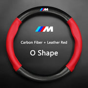 Anti-Slip Carbon Fiber Leather Steering Wheel Cover for BMW Vehicles