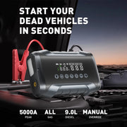 5000A 6-in-1 Car Jump Starter with 150 PSI Tire Inflator