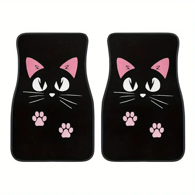 4-Piece Retro Cartoon Cat Car Floor Mat Set