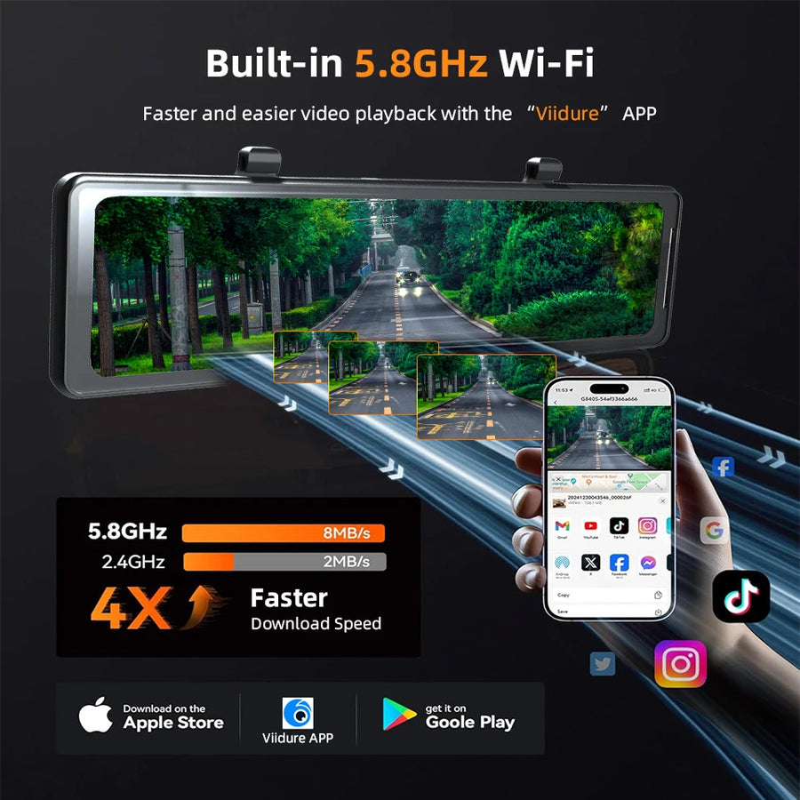4K Dual Mirror Dash Cam
