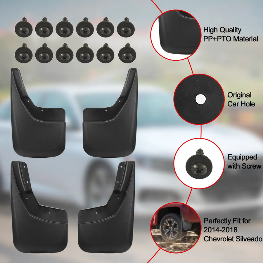 Mud Flap & Splash Guard Set for 2014–2019 Chevrolet Silverado 2500/Silverado 1500 LD/Silverado 3500
