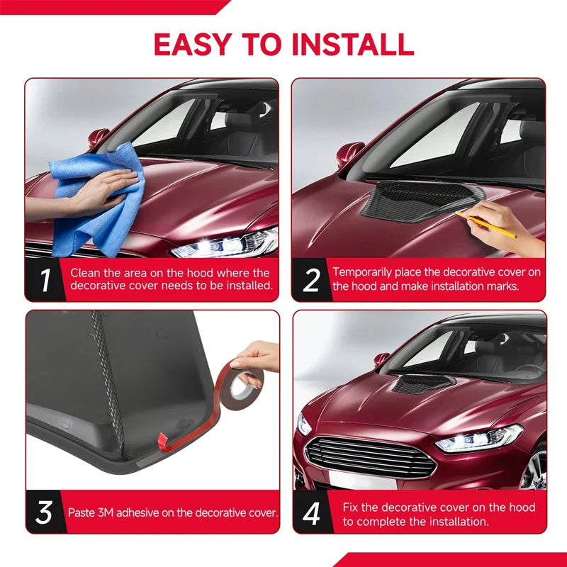 Hood Scoop & Vent Trim for Toyota/Honda/Nissan/Infiniti/Jeep/Hyundai/Kia/Mitsubishi/Scion