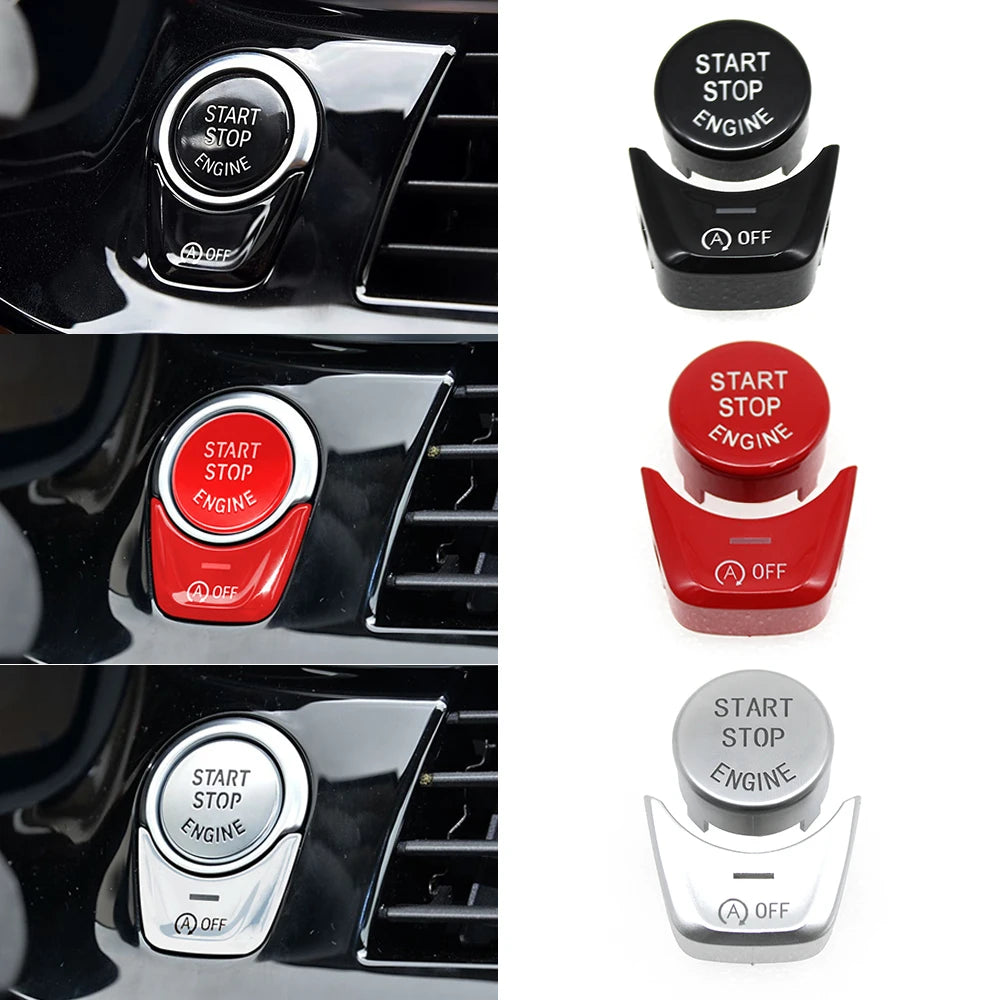 2-Piece Engine Ignition Start Stop Button OFF Switch Cover Trim for BMW 1 5 6 7 X3 X4 Series F52 G30 G31