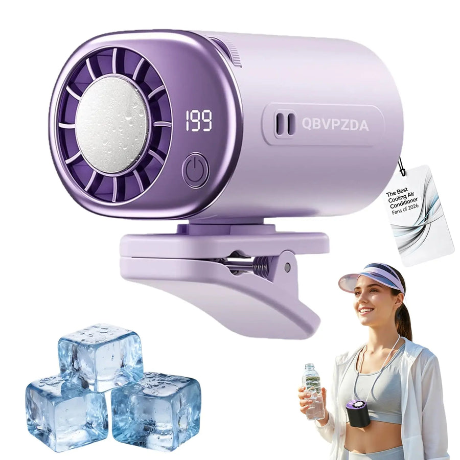 Rechargeable Clip-On Car Fan with LED Display and 360° Rotation