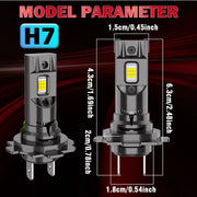 2-Piece H7 LED Headlight Bulb – 6000K, CANBUS, High/Low Beam