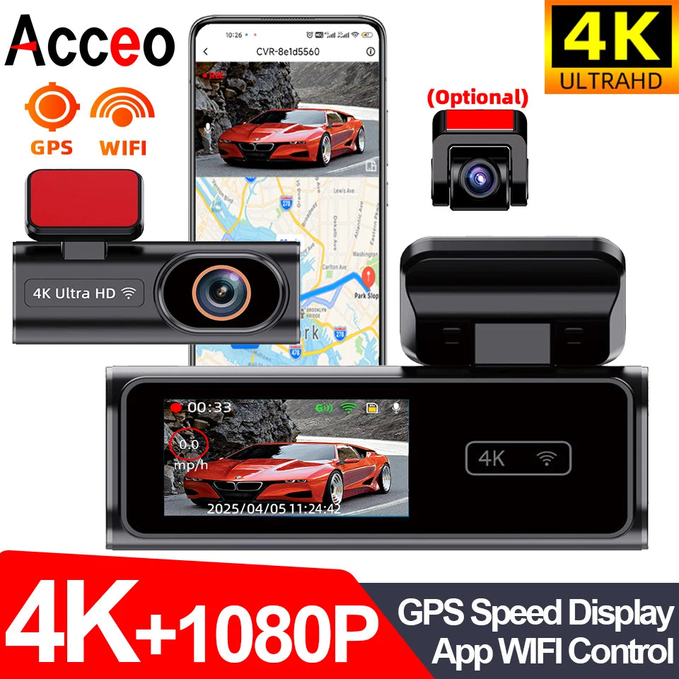 4K Dual Dash Cam with Wi-Fi App Control