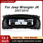 12.3-Inch Digital Gauge Cluster for Jeep Wrangler JK 2007–2010