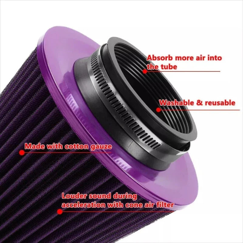 76 mm (3 in) Universal High-Flow Cone Air Filter – Purple