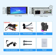 6.86-Inch 1-DIN Wireless CarPlay and Android Auto Car Stereo with USB