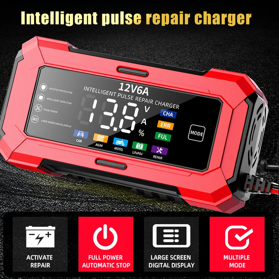 12V 6A Smart Lead-Acid Battery Charger, Maintainer and Desulfator