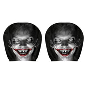 2-Piece Evil Clown Cracked Print Car Headrest Cover Set