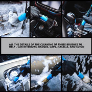 3-Piece Blue Car Interior Detailing Brush Set