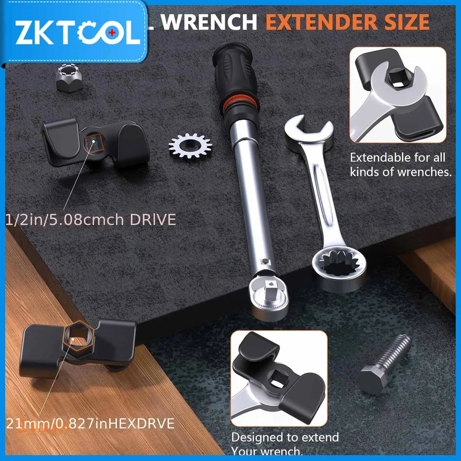 Universal Wrench Extender for 1/2-Inch Breaker Bars and 21mm Hex Wrenches
