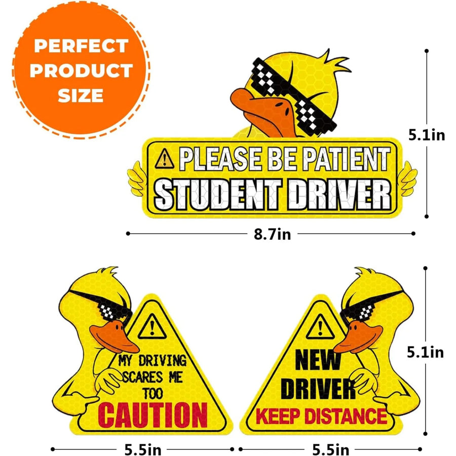 Reflective New Driver Duck Car Magnet – Multiple Designs