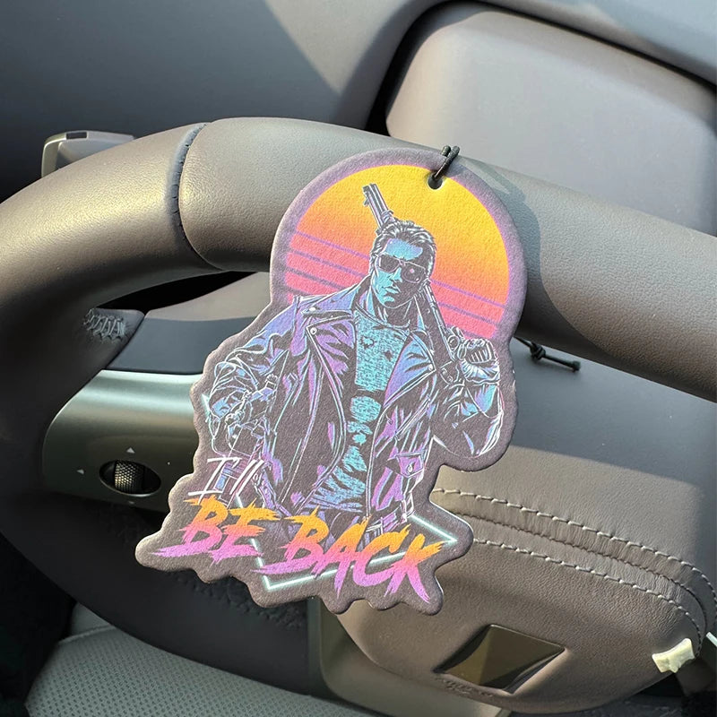 Retro Synthwave Terminator I'll Be Back Hanging Car Air Freshener