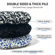 9-Inch Double-Sided Wool Polishing Pad with Threaded Center