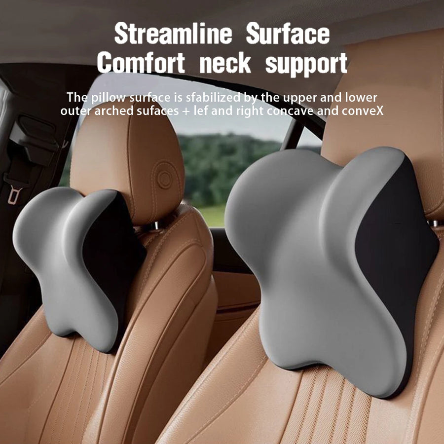Universal Memory-Foam Car Neck Pillow and Lumbar Support Cushion Set