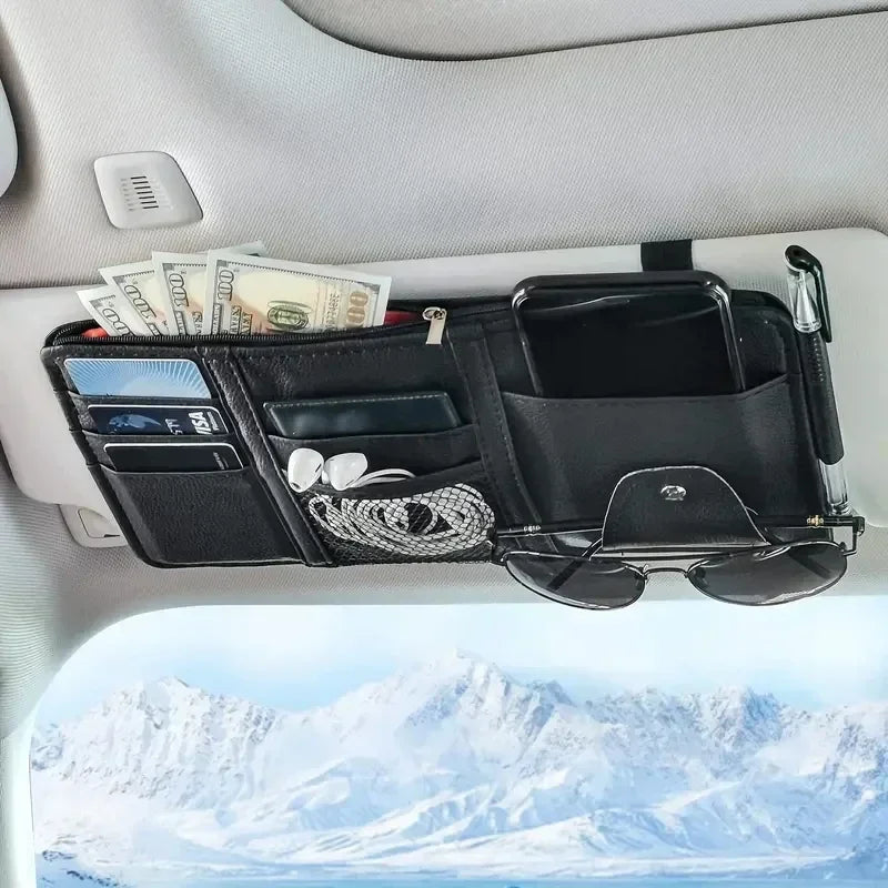 Sun Visor Organizer with Sunglasses & Card Pockets – 5 Colors