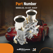 Pair of 44 IDF Carburetors with Gaskets and Air Horns – 18990.03