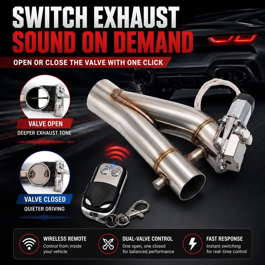 Universal Dual Electric Exhaust Cutout Valve Kit 2.0 2.5 3 Inch Stainless Steel with Wireless Remote