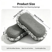 Dual-Sided Microfiber Car Wash Sponges - 24 x 12 x 5 cm