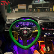 Yellow Heart Shape Racing Sports Car Steering Wheel JDM Style Aftermarket Steering Wheel