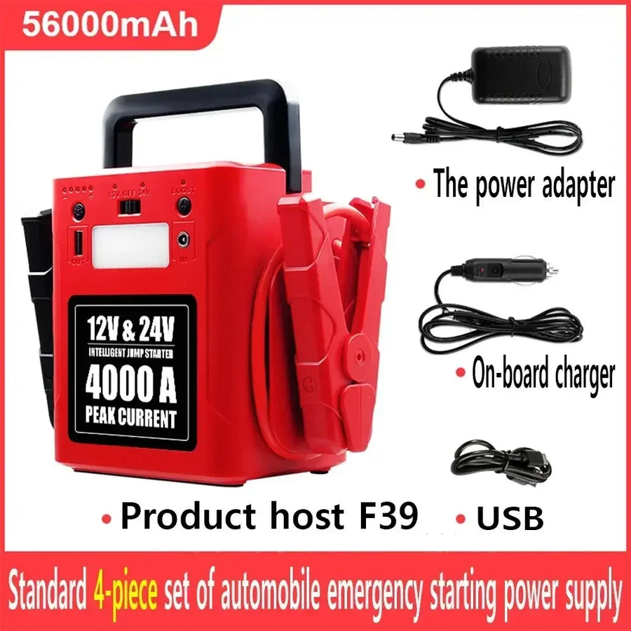 4000A 12V/24V Portable Vehicle Jump Starter - 56,000mAh