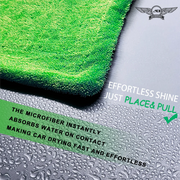 1300 GSM Gray & Green Microfiber Car Drying Towel