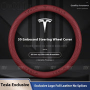 Anti-Slip Leather Steering Wheel Cover for Tesla Model 3, Y, S, X