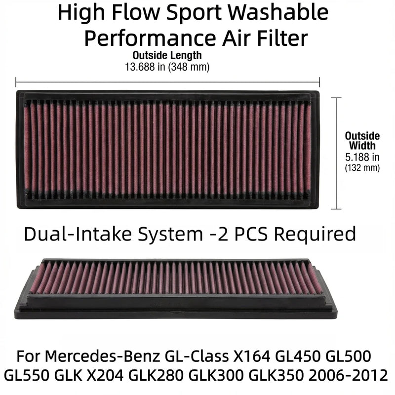 High-Flow Engine Air Filter for Mercedes-Benz GL/GLK 2006-2012