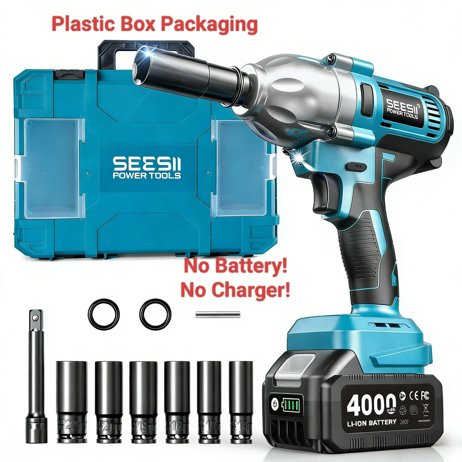 1/2-Inch Cordless Brushless Impact Wrench, 1200 N·m, Battery Options