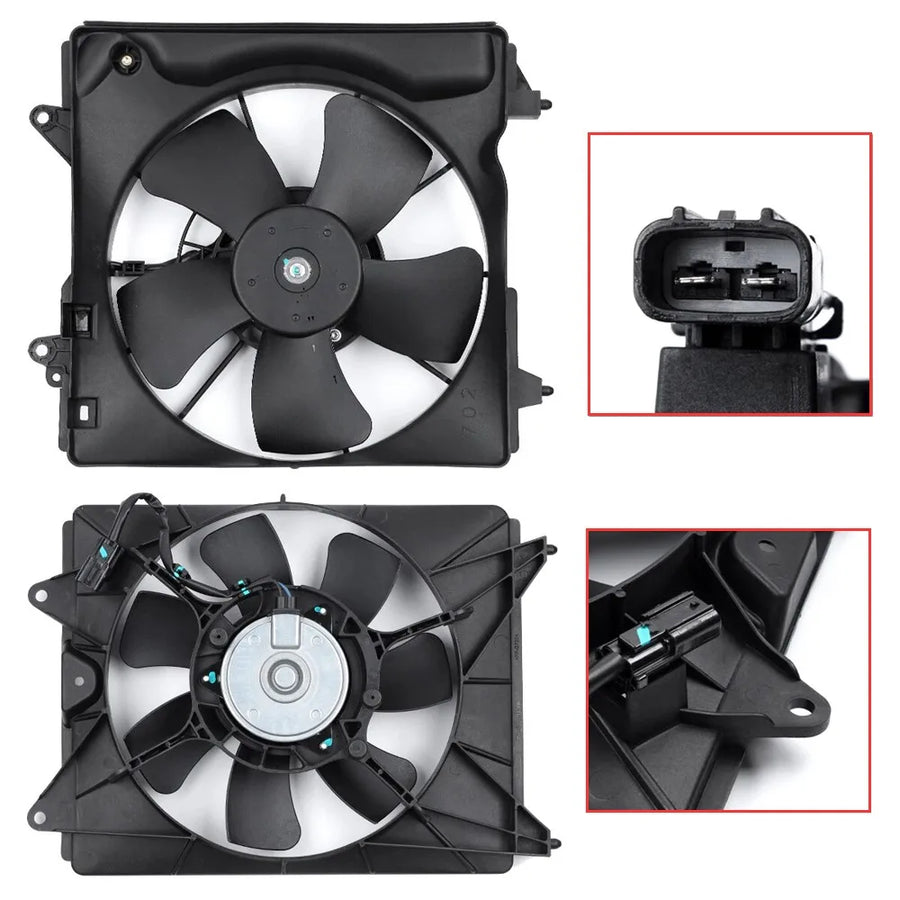 2-Piece Engine AC Condenser Radiator Cooling Fan Assembly for 2016-2022 Honda HR-V 1.8L
