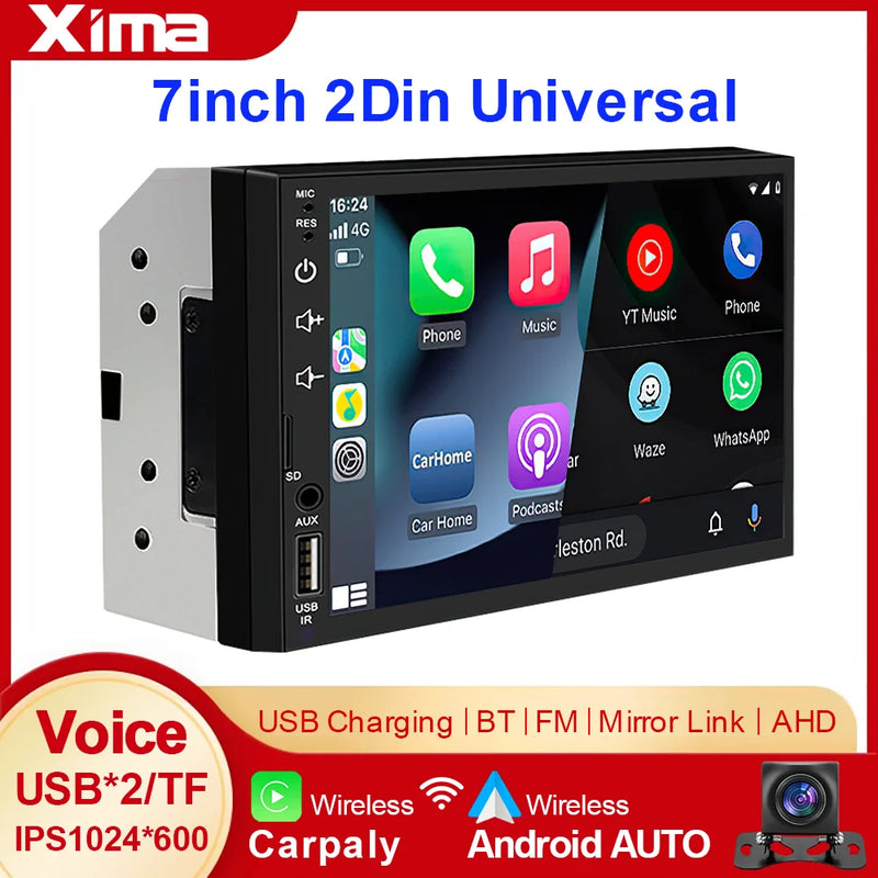7-Inch Double-DIN CarPlay and Android Auto Touchscreen Receiver