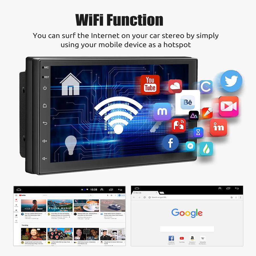 Android 15 Car Stereo with Wireless CarPlay, Android Auto, GPS and Touchscreen Options